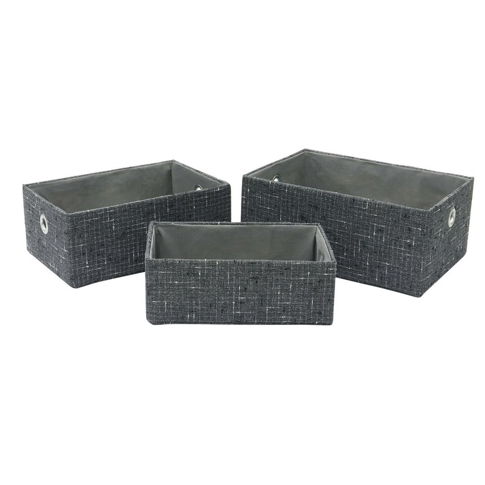 image 1 of JVL Shadow Rectangular Fabric Storage Baskets, Set of 3 | Multi