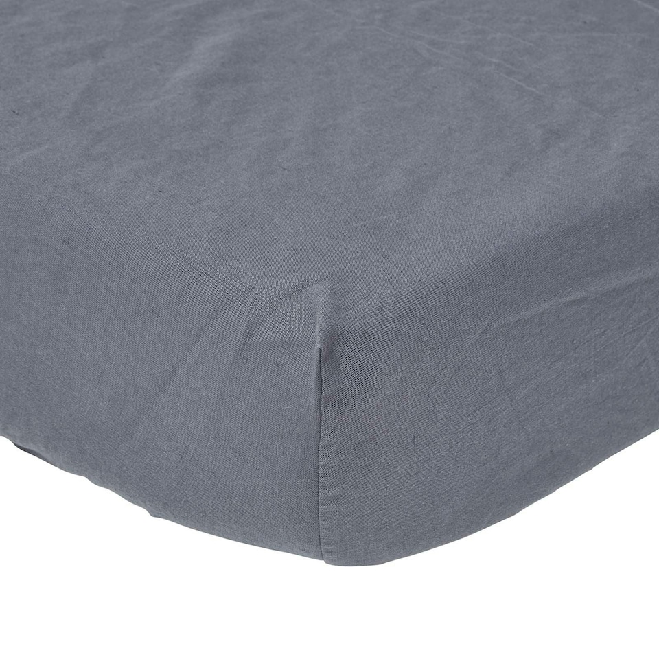 image 1 of Homescapes Dark Grey Linen Deep Fitted Sheet, Super King Grey | Super King