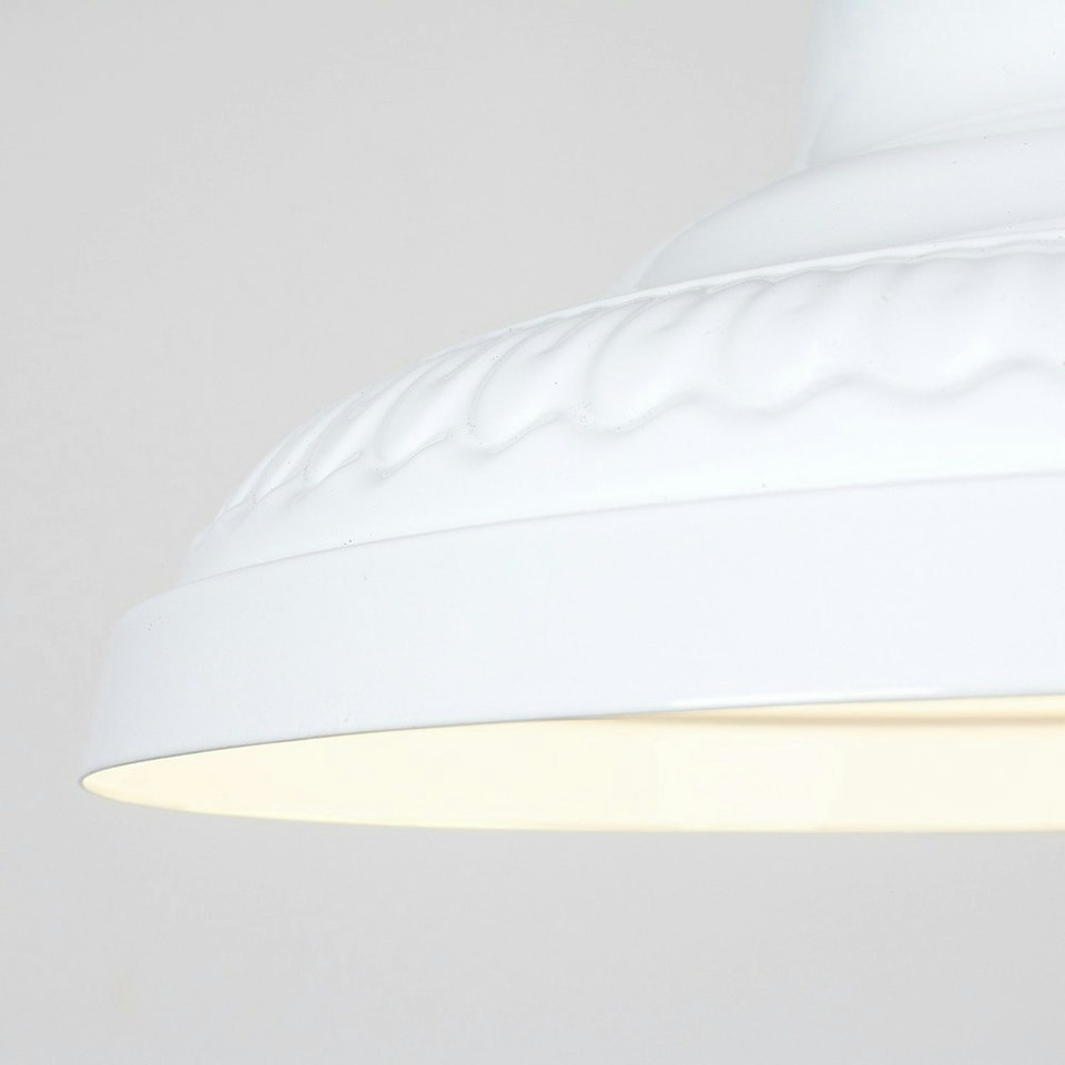 image 1 of ValueLights Vintage Retro Style Gloss White Metal Easy Fit Ceiling Pendant Lamp Shade