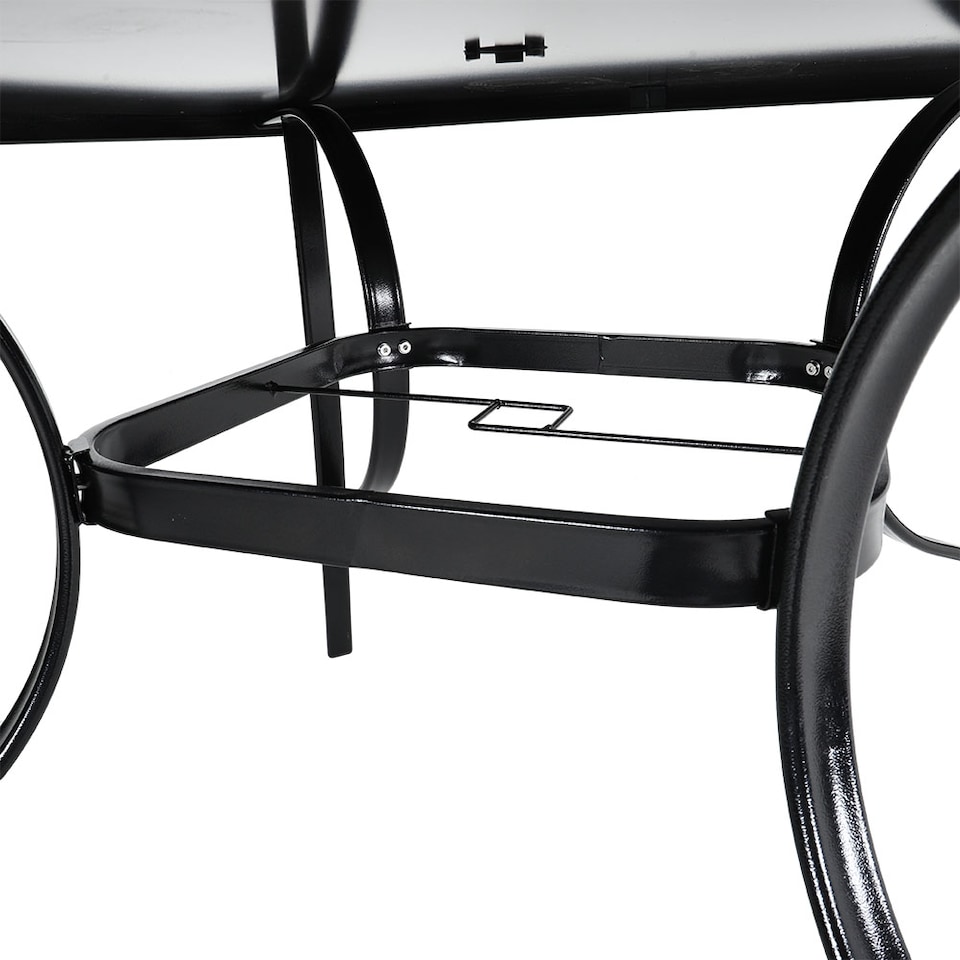 image 1 of Living and Home Outdoor Garden Bistro Set Tempered Glass Square Coffee Table with 2 Rattan Chairs