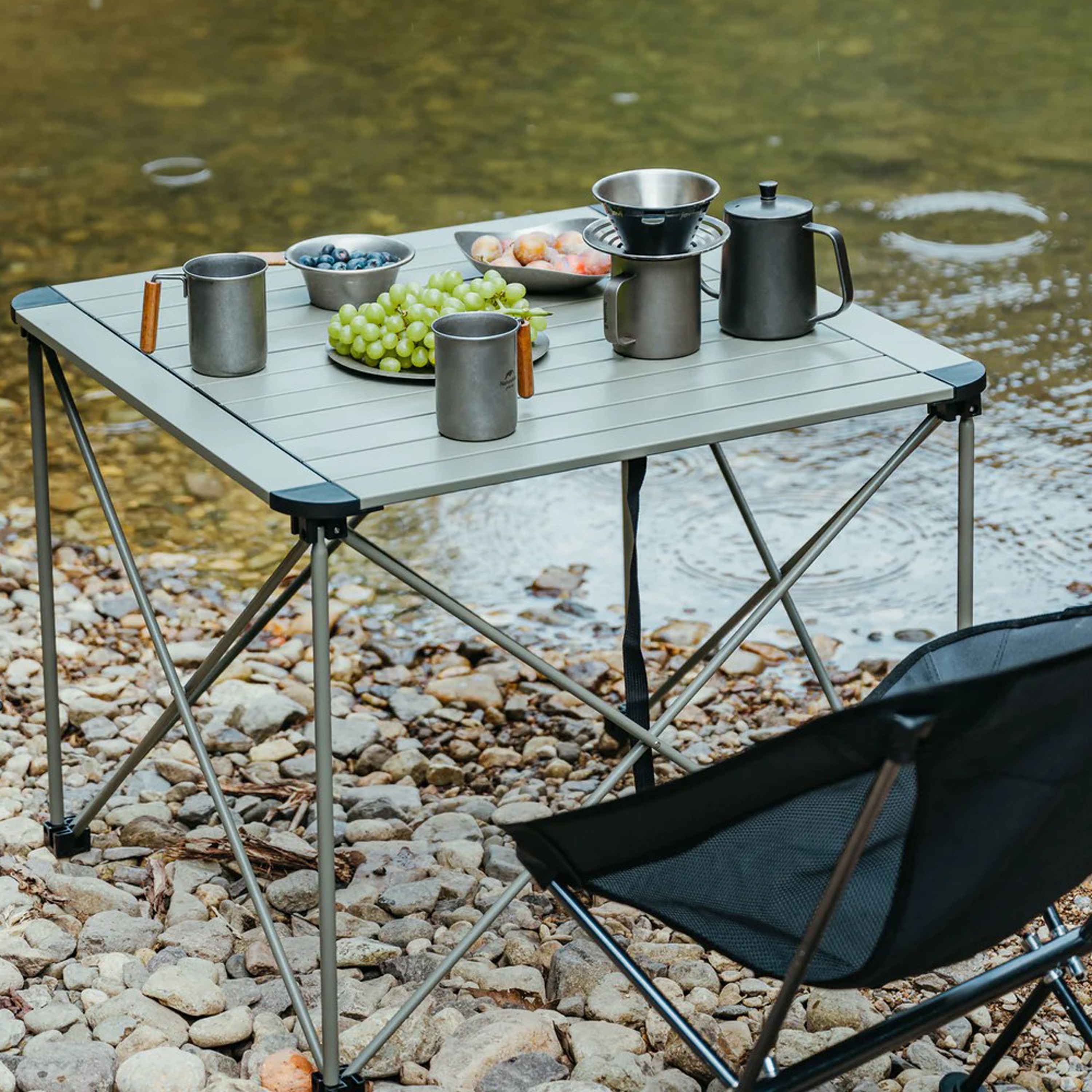 Table Folding Camping up TIMBER RIDGE Aluminium Roll Fold 4-6