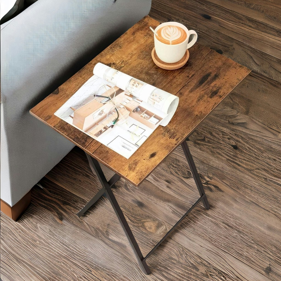 image 1 of Set of 2 Folding Tables Brown