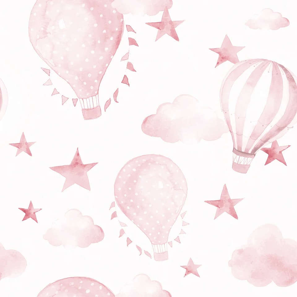 image 1 of The Great Adventure Wallpaper in Pink and White | Pink | Pink and White