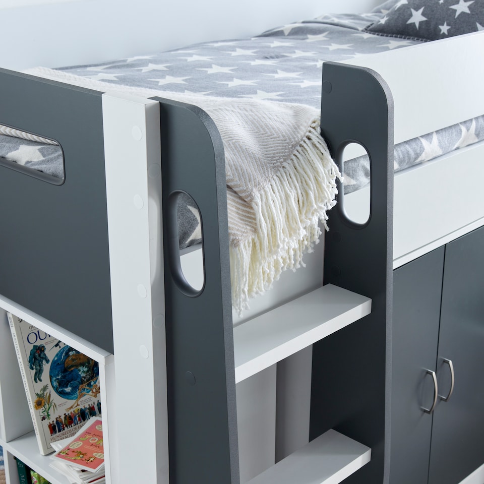 image 1 of Lacy Grey And White Storage Mid Sleeper
