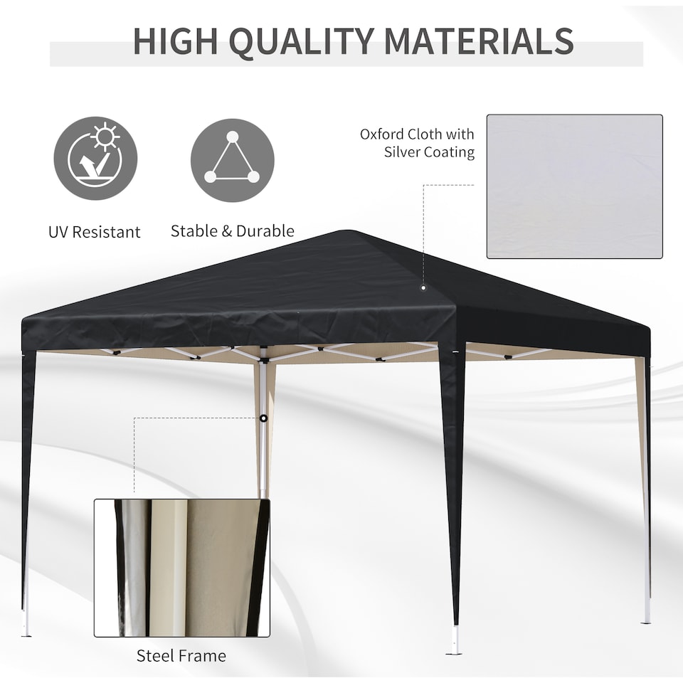 image 1 of Outsunny 3 x 3M Garden Pop Up Gazebo Height Adjustable Marquee Party Tent Wedding Canopy with Carrying Bag, Black