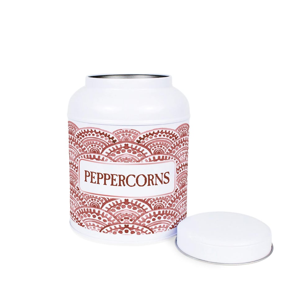 image 1 of Painted Scales Salt & Peppercorn Canisters - Small Kitchen Seasoning Jars