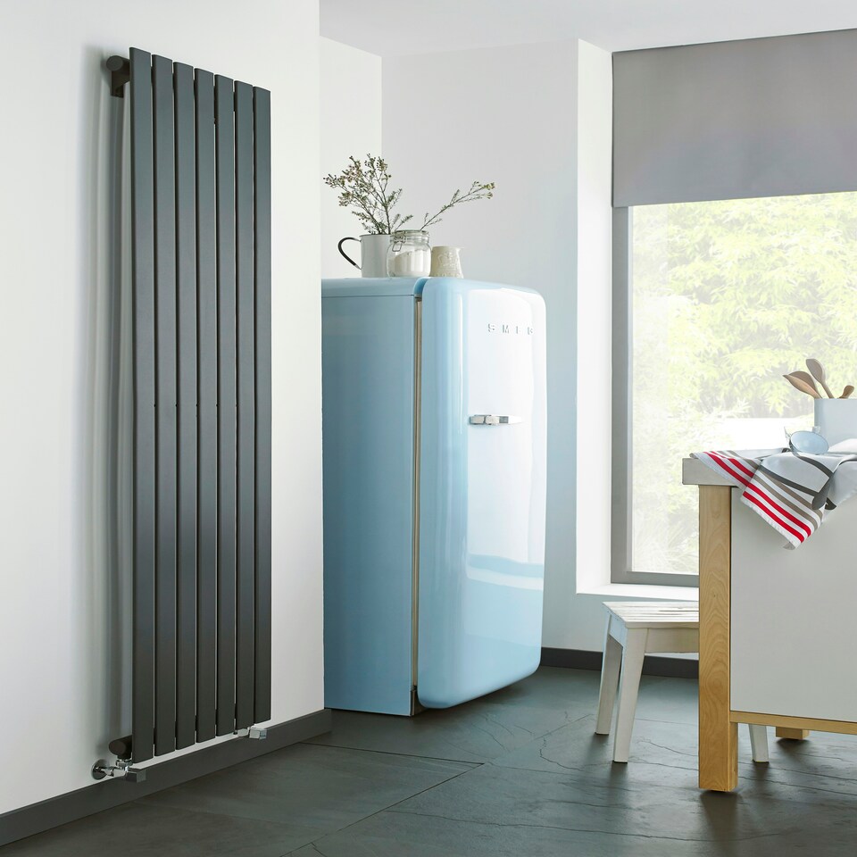 image 1 of 1800mm (H) x 480mm (W) -Anthracite Vertical Radiator (Berlin) - Single Panel - (1.8m x 0.48m) - Depth 52mm