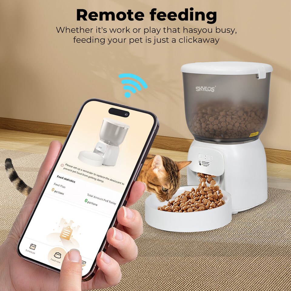 image 1 of Skylos 4L Automatic Pet Feeder Wifi Auto Smart Dog Food Dispenser Timer Feed