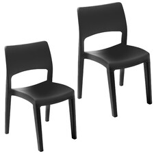 Anthracite Modern Plastic Garden Chair | Black | 2