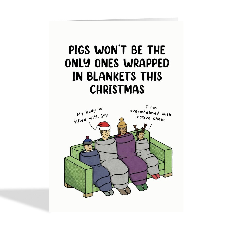 image 1 of Funny Pigs In Blankets Christmas Card