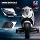 image 7 of HOMCOM Honda Licensed 6V Kids Electric Motorbike Ride On Motorcycle Vehicle with Headlights, Music, Training Wheels, for Ages 3-5 Years White