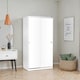 image 4 of Adore Matt White Sliding 2 Door Wardrobe Half Hanging Half Shelves White