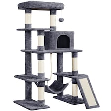 Yaheetech Large Cat Tower with Hammock Scratching Posts Dark Grey
