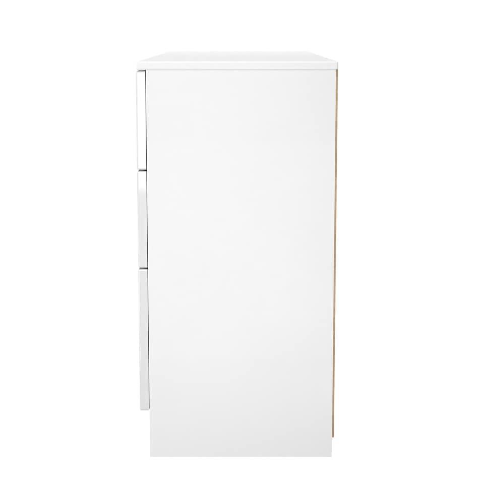image 1 of Lucca 6 Drawer Kneehole Desk in White Gloss & White Matt (Ready Assembled) | White | White Gloss & White Matt