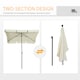 image 4 of Outsunny 2 x 1.3m Garden Parasol Umbrella, Outdoor Market Table Umbrella with Ruffles  Aluminium Pole, Rectangular Tilting Parasol Sun Shade Canopy, Cream White