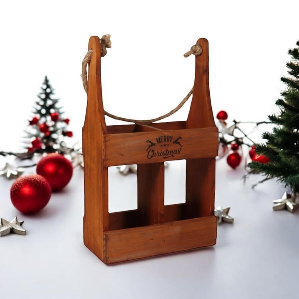 image 1 of 2 Bottle Wine Holder - Wood - L10 x W21 x H39 cm
