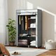 image 7 of HOMCOM Fabric Wardrobe w/ Shelves Hanging Rail Foldable Closets Light Grey