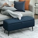 image 10 of HOMCOM Storage Ottoman Bench, Linen Fabric Footstool with Steel Legs Grey