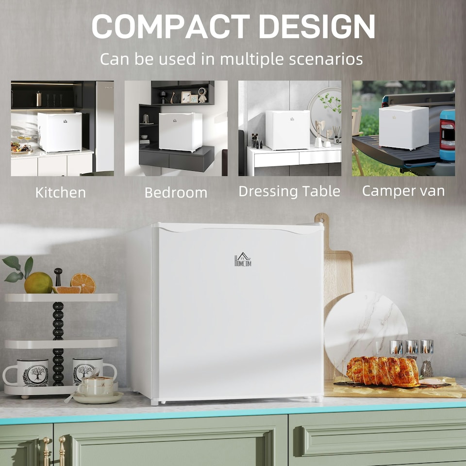 image 1 of HOMCOM 46L Counter Top Fridge with Chiller Box Mini Fridge for Bedrooms Black