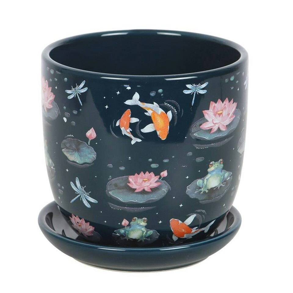 image 1 of Something Different Pond Plant Pot with Saucer - Multicoloured - One Size