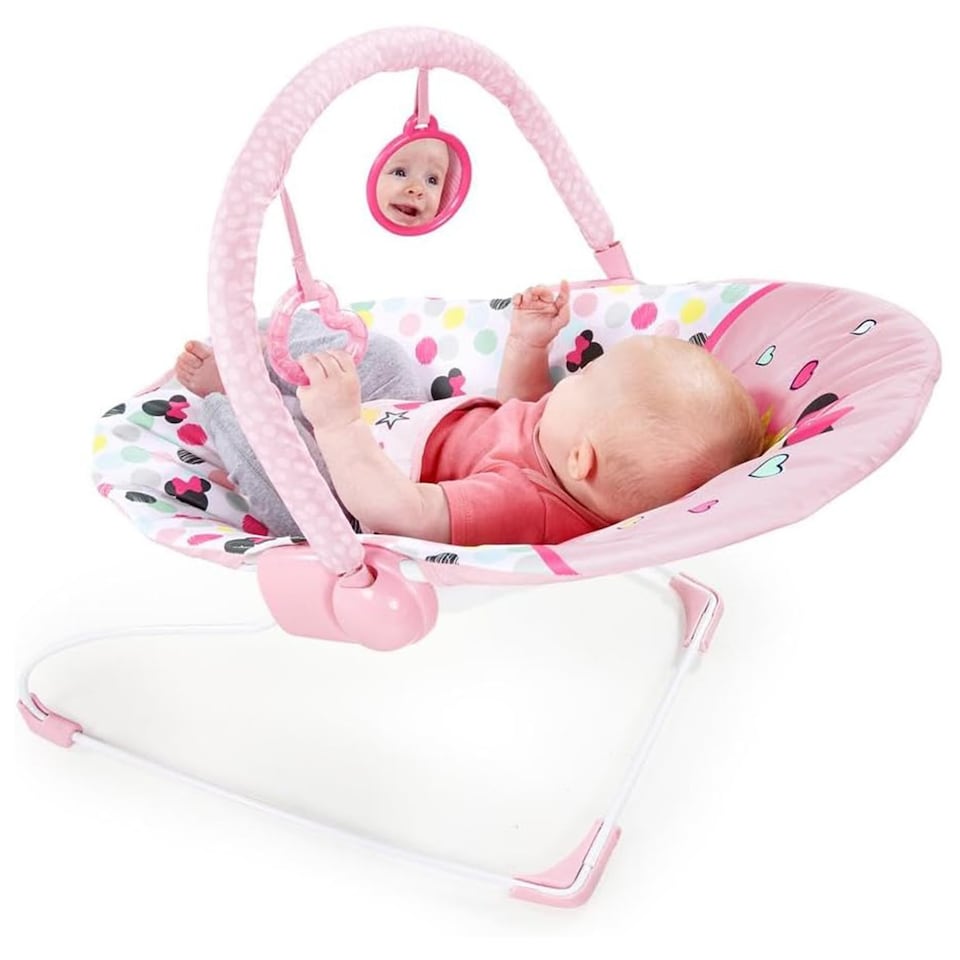 image 1 of Bright Starts Disney Baby Minnie Mouse Spotty Dotty Vibrating Bouncer Pink 12229 | Pink | Pink | One Size | 1