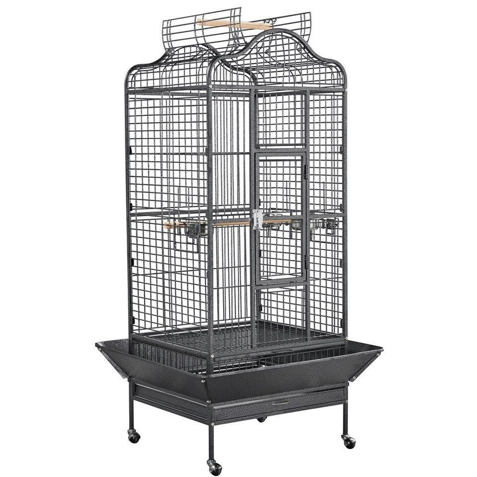 image 1 of Yaheetech 160 cm Tall Open Playtop Extra Large Bird Cage Black