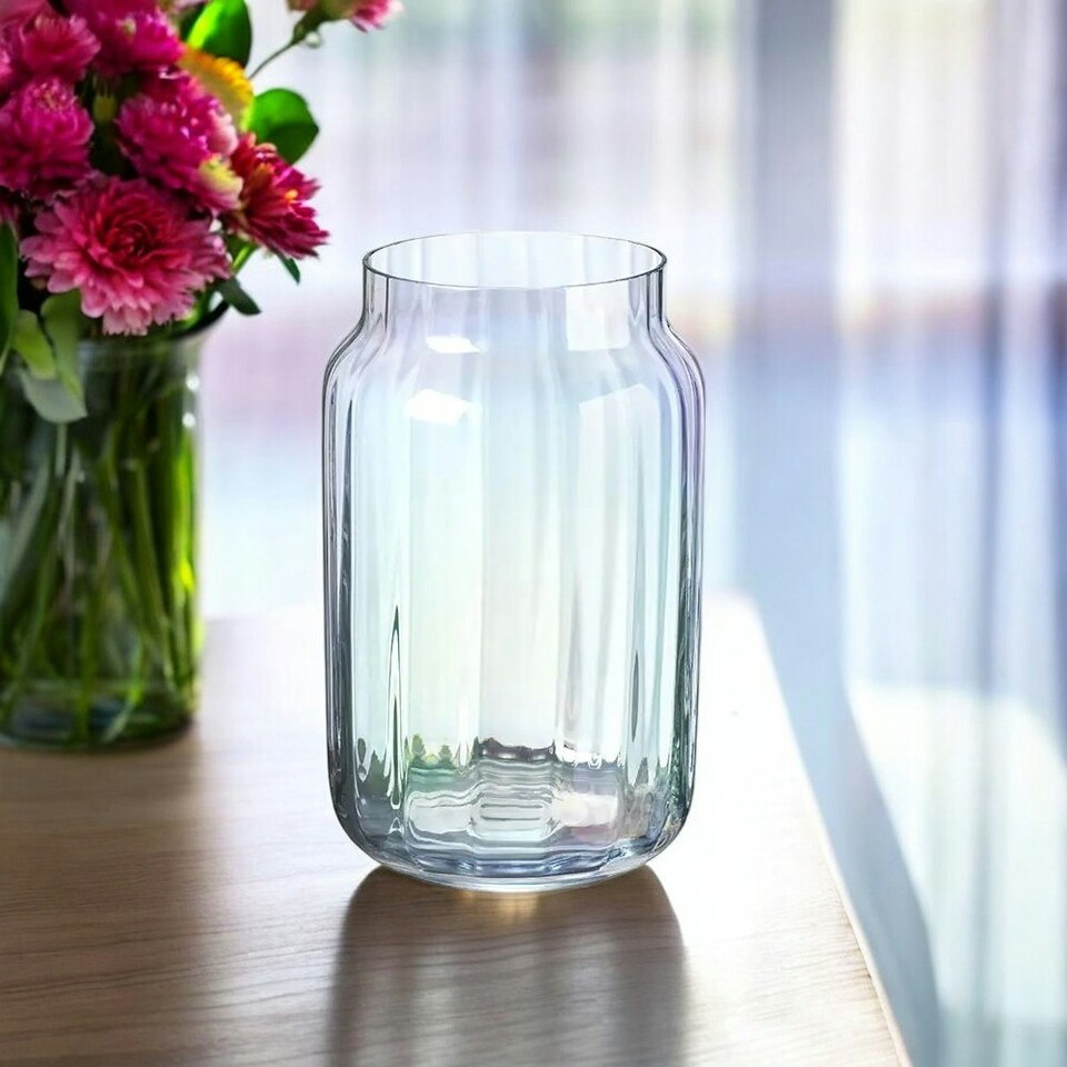 image 1 of Pearlescent Glass Flower Vase - H14cm