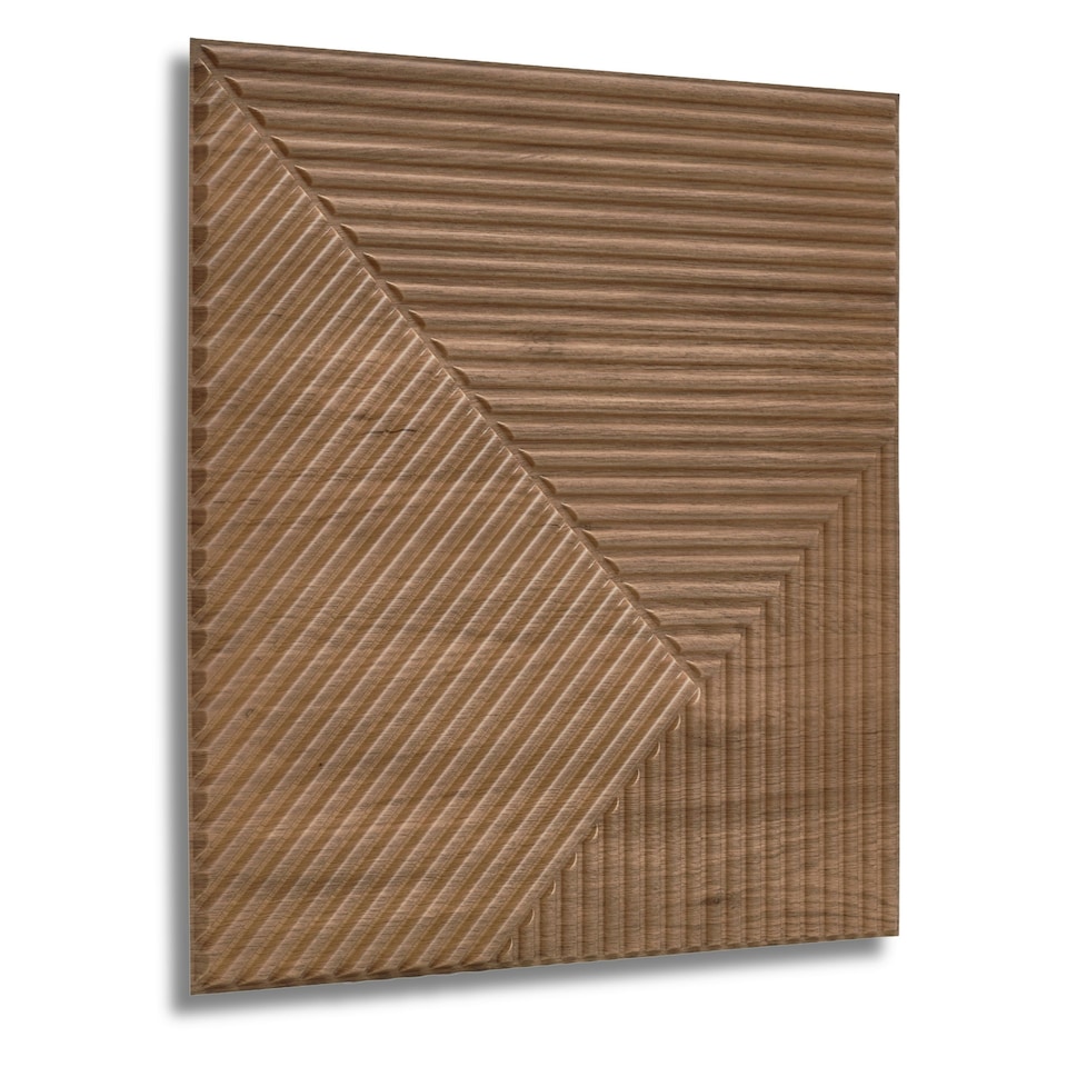 image 1 of NOVECRAFTO Chevron Line 3D Wall Panels – 6 Sheets Covering 1.5 sqm (16.15 sqft) – Decorative PVC Cladding Tiles 50x50cm – Matte Wood & Black Design Wooden