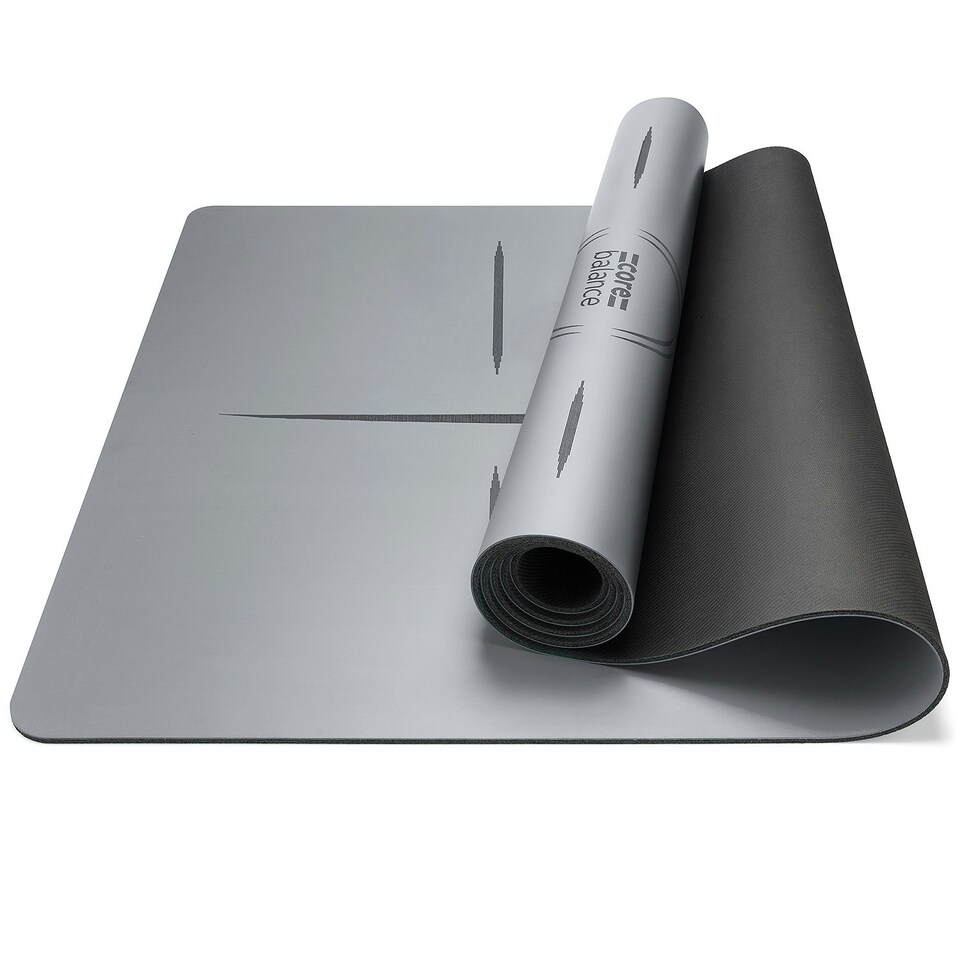 image 1 of Rubber Alignment Yoga Mat (4mm Thick) - Grey
