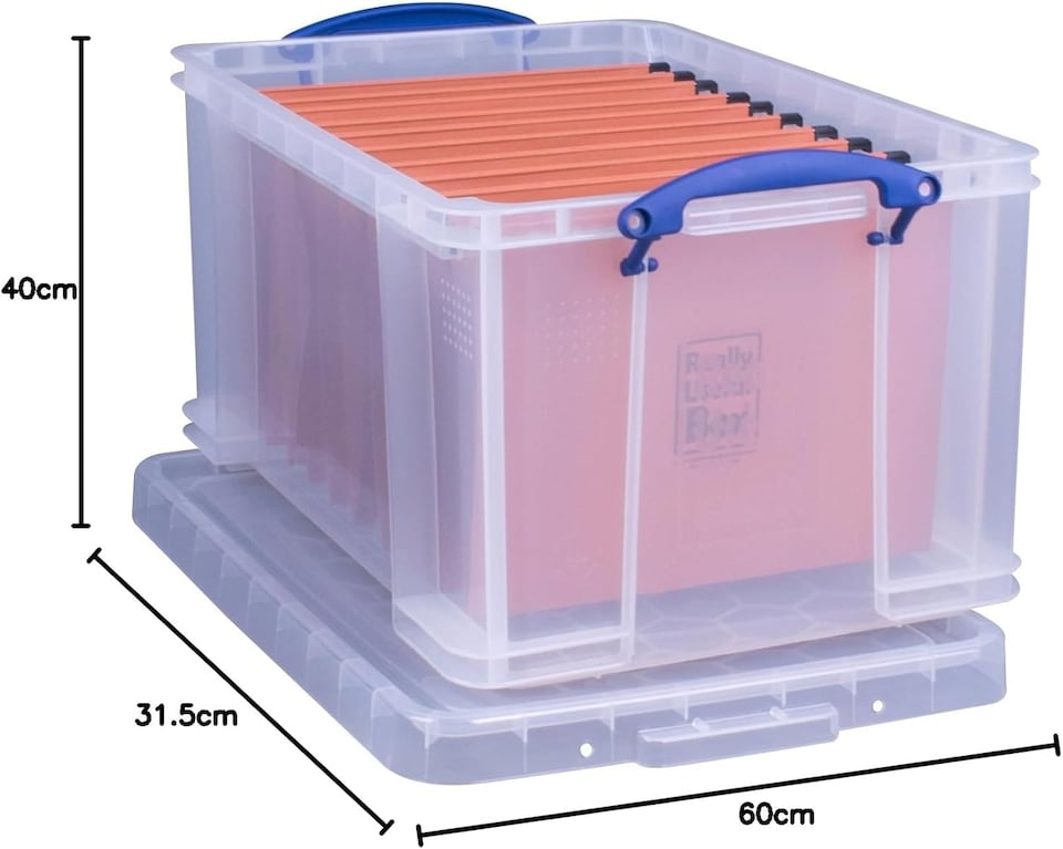 image 1 of Really Useful Plastic Storage Box 48 Litre CLEAR Pack of 3