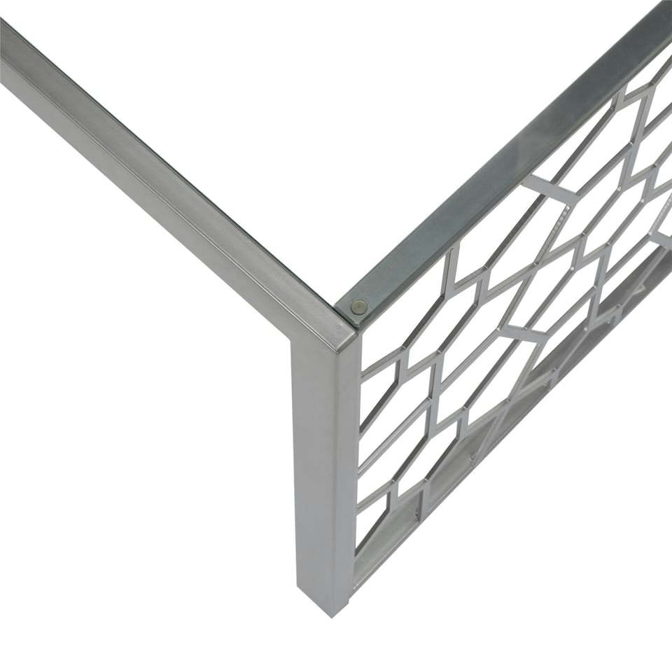 image 1 of Juliette Glass Top C. Table Silver Temp. Glass Silver | Silver