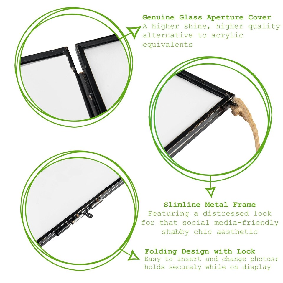 image 1 of Nicola Spring Hanging Metal Photo Frames - 4" x 4" - Black - Pack of 2 - Hanging Picture Frame Display Frame Poster Frame Picture Display Black | S