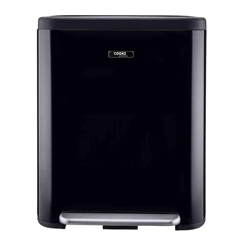 image 1 of Cooks Professional Recycle Bin 60L with Single Pedal, Dual Compartments & Soft Close Lid | Black