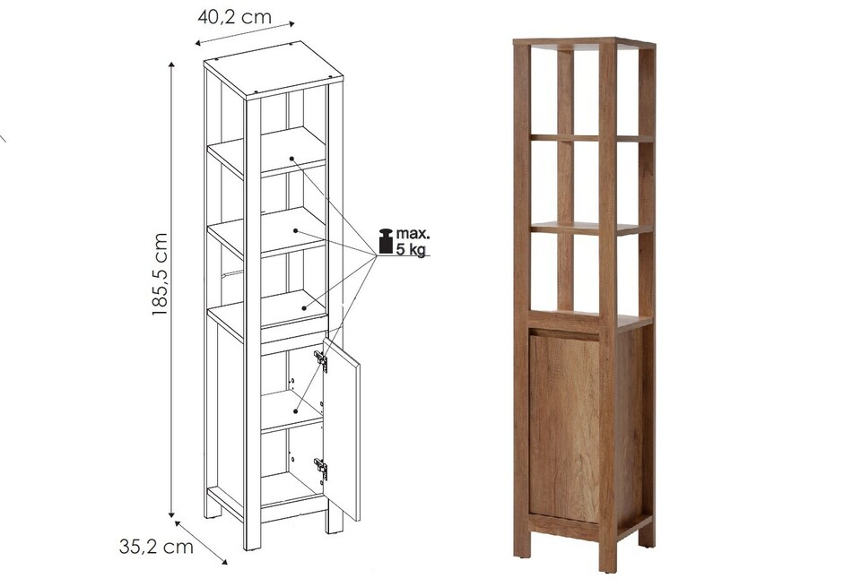 image 1 of Bathroom Furniture Set 600 Sink Vanity, Mirror, Freestanding Storage Cabinet Oak Effect Classic