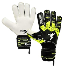 Precision Unisex Adult Fusion X Flat Cut Finger Protect Goalkeeper Gloves - Black/Fluorescent Yellow - 11