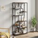 image 7 of HOMCOM 7-Tier Bookshelf, Geometric Bookcase, Industrial Floor Standing Book Shelf, Open Display Shelving Unit for Living Room, Home Office and Bedroom, Rustic Brown and Black | Brown