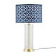 image 2 of Set of 2 Aura - Satin Brass Lamps with Navy Blue Cut Out Shades Bronze | Blue