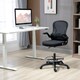 image 2 of Vinsetto Drafting Chair, Ergonomic Tall Office Chair with Flip-up Armrests, Mesh Back, Lumbar Support, Adjustable Height and Foot Ring, Swivel Wheels, for Standing Desk, Black