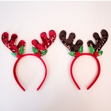 Assorted Reverse Sequin Antlers Christmas Headband Fancy Dress