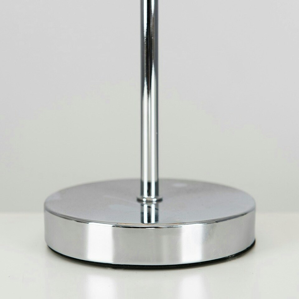 image 1 of ValueLights Weaver Chrome Touch Table Lamp Dark & Light Grey Shade & Bulb Multi