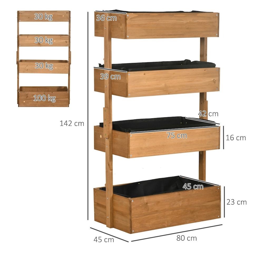 image 1 of Outsunny Raised Garden Bed Wooden Plant Stand Orange