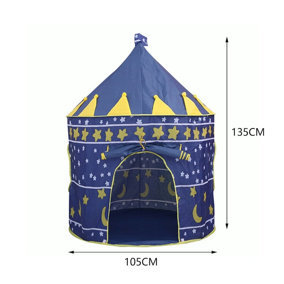 image 1 of Living and Home Round Kids Playhouse Star and Moon Tent Teepee - Blue