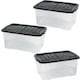 image 3 of 2 x 42 Litres Clear Transparent Base Curve Storage Containers With Black Lids For Home & Office Clear