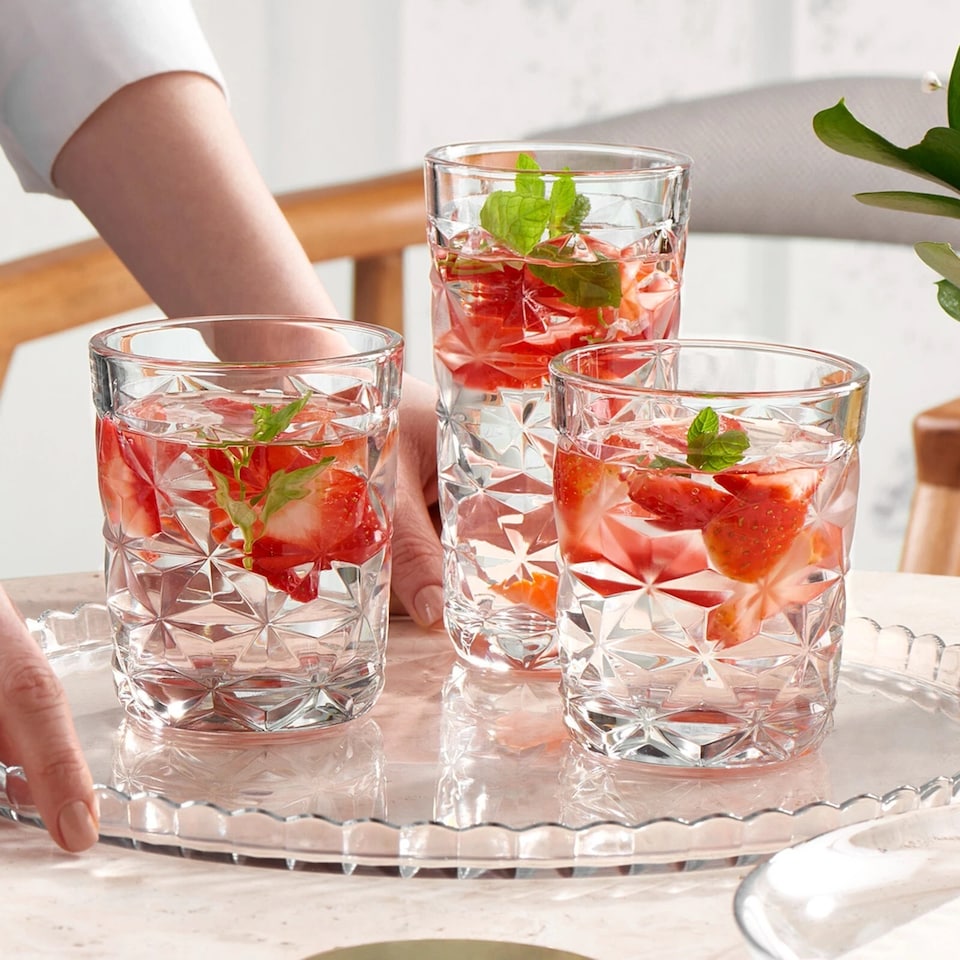 image 1 of Tall Drink Highball Glasses Long Cocktail Water Juice Tumblers Set 290ml | Clear | Clear | 8 Glasses
