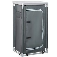 Outsunny Outdoor 3-shelf Camping Cupboard Kitchen Station Cook Table Grey