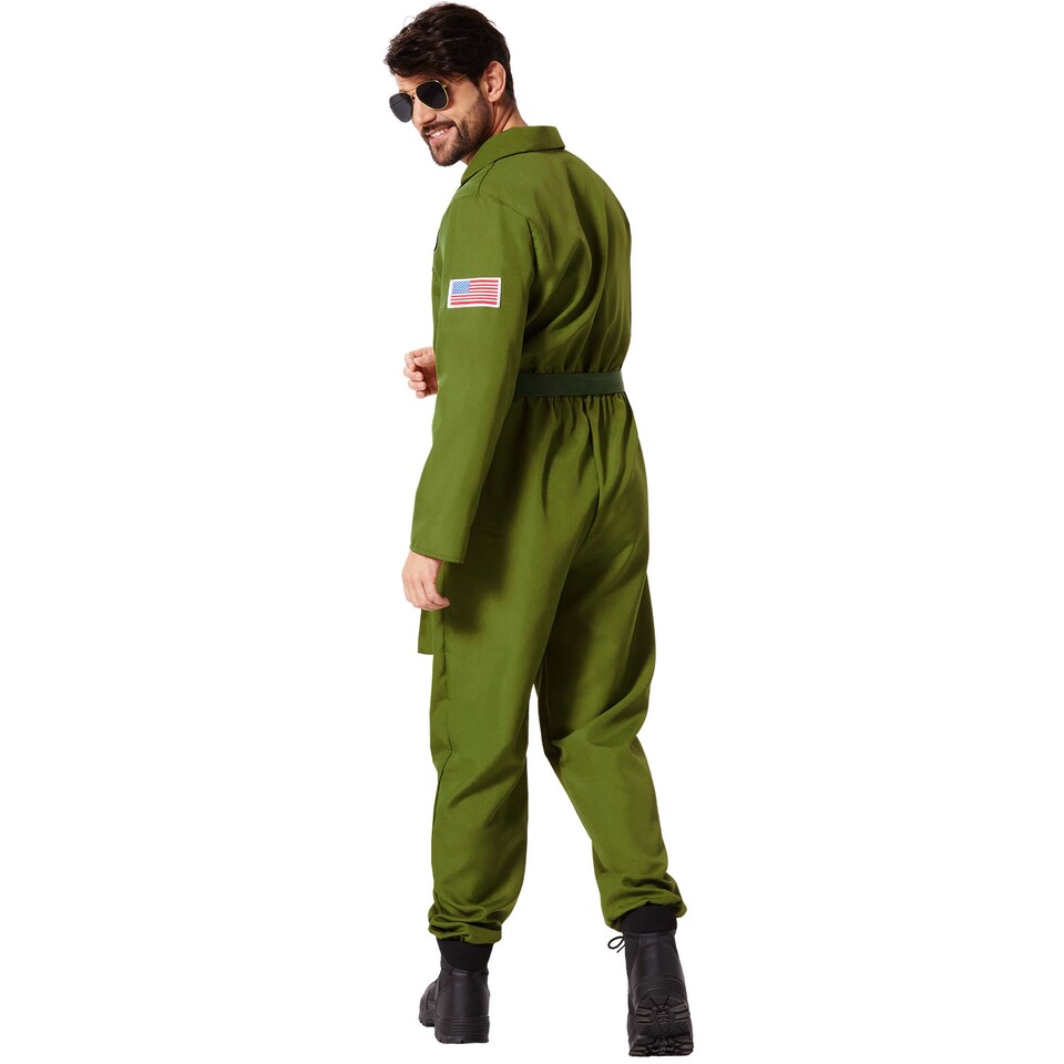 image 1 of Mens Fancy Dress Costume - Air Force Pilot | Green | green | 2XL | 1