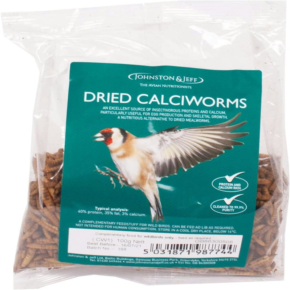 Johnston & Jeff Dried Calciworms Protein & Calcium Rich (100g)