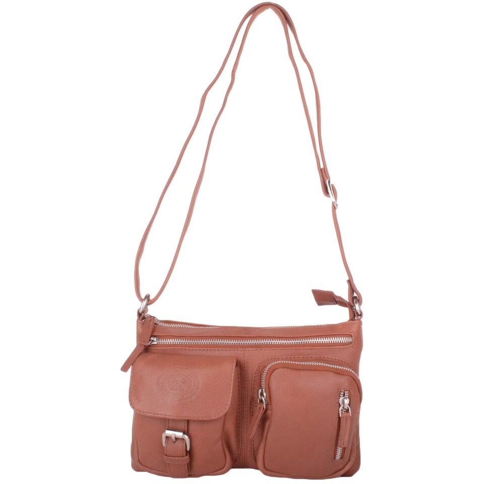 image 1 of London Leathergoods Womens Smooth Genuine Leather Cross Body / Shoulder Bag | Brown | Tan