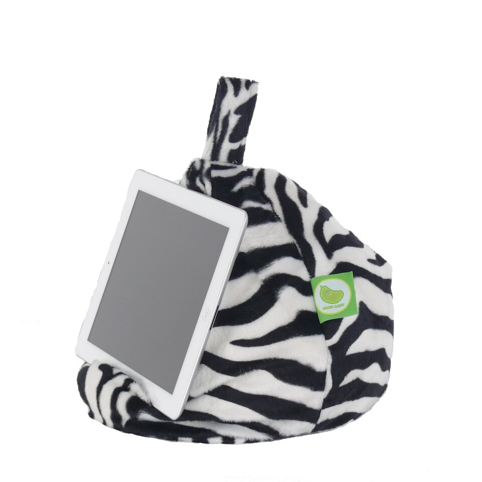 image 1 of Bean Lazy Furry Zebra Tablet eReader and Book Mini Bean Bag