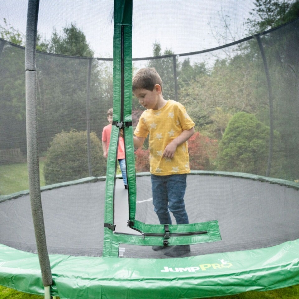 image 1 of 10ft JumpPRO® Xcite Green Round Trampoline with Enclosure